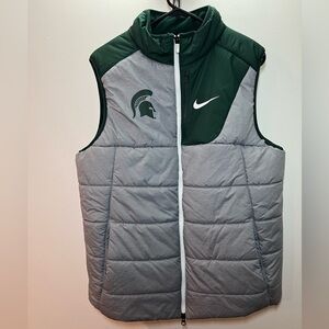 Nike Michigan State Spartans MSU Puffer Vest Gray Green Men's - Size L